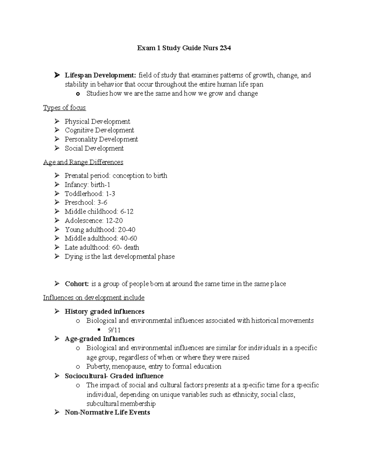 Nurs234 Exam 1 Comprehensive Study Guide: Lifespan Development Insights ...