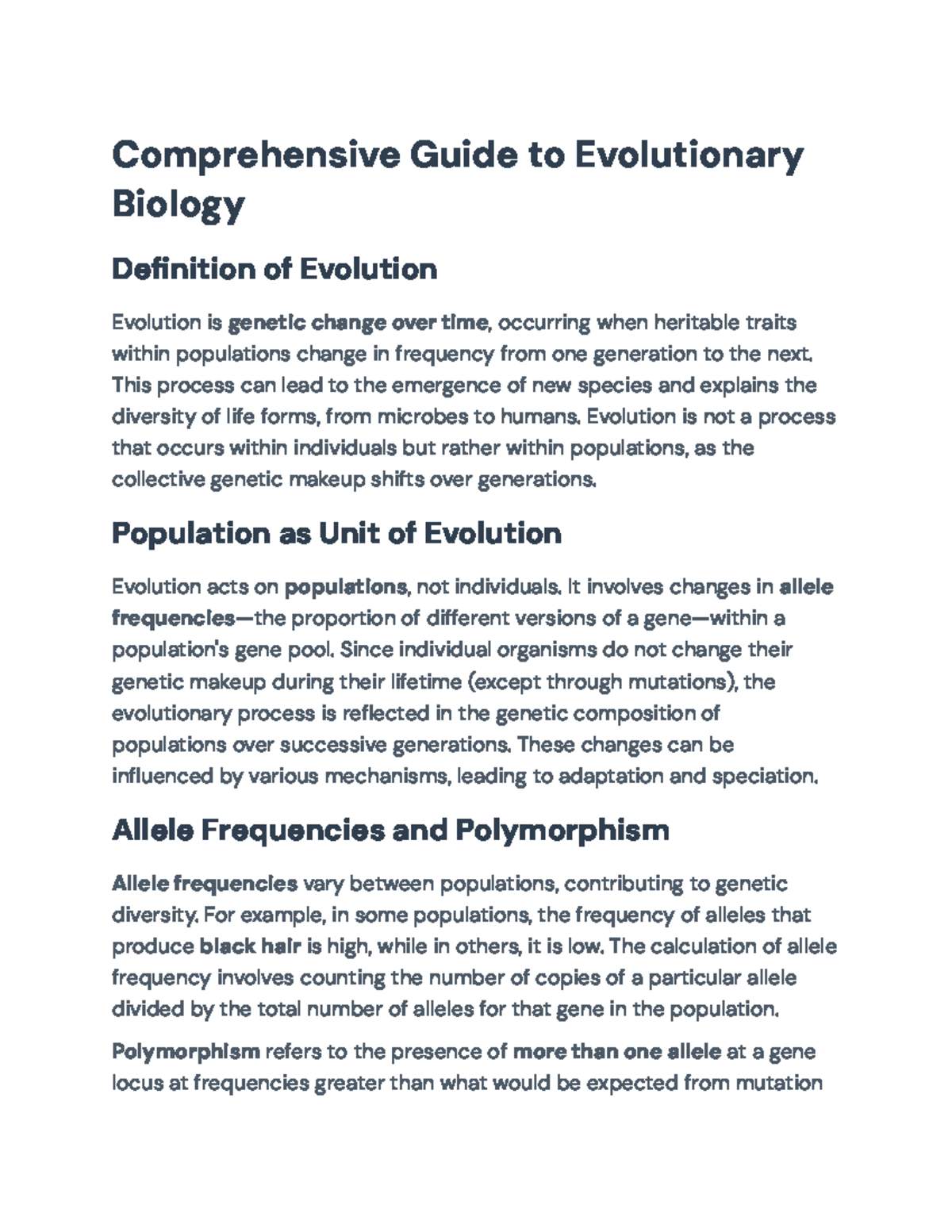 Evolutionary Biology: Comprehensive Overview of Mechanisms and Theories ...