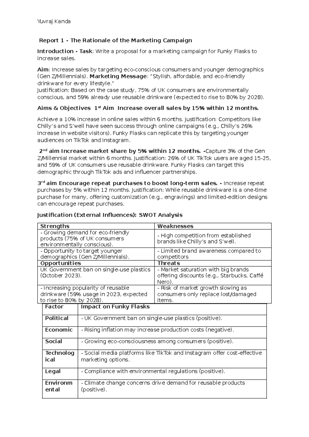 Marketing Campaign Proposal for Funky Flasks (Exam Notes 2) - Studocu