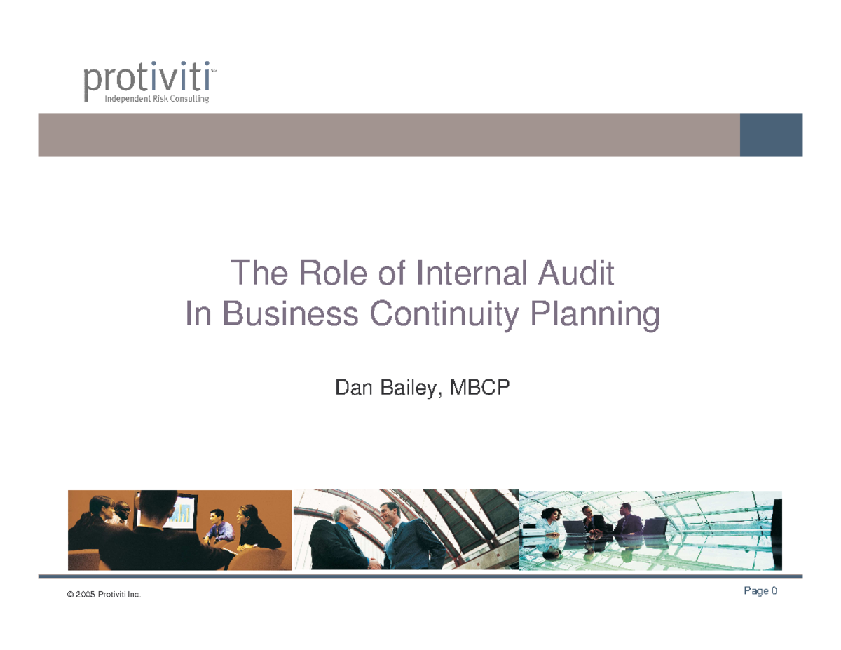 The Role of Internal Audit in Enhancing Business Continuity Planning ...