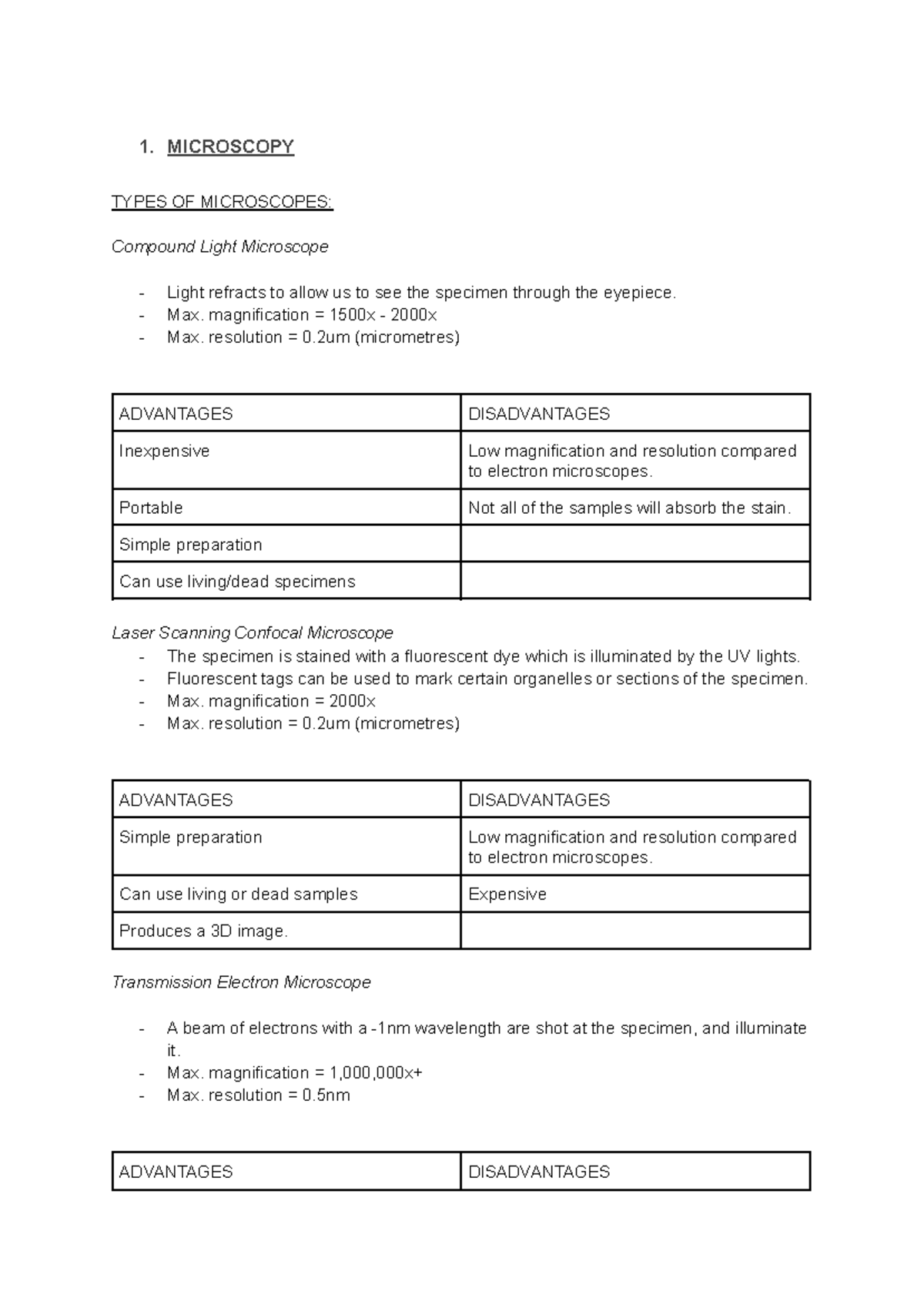 2.1.1 Cell Structure: Microscope Types & Insights - OCR Level Biology ...