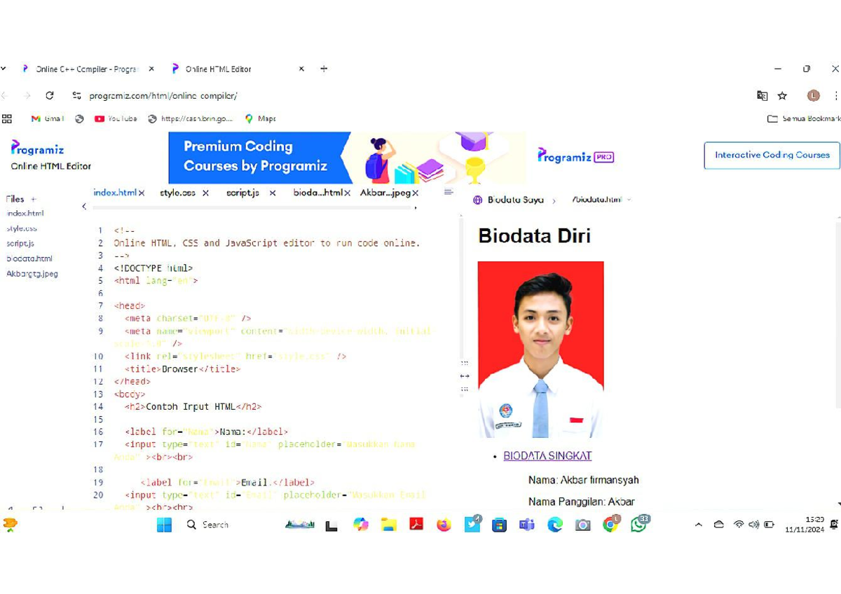 C1B024064 Final Exam: Simple Online HTML & CSS Coding Project - Studocu