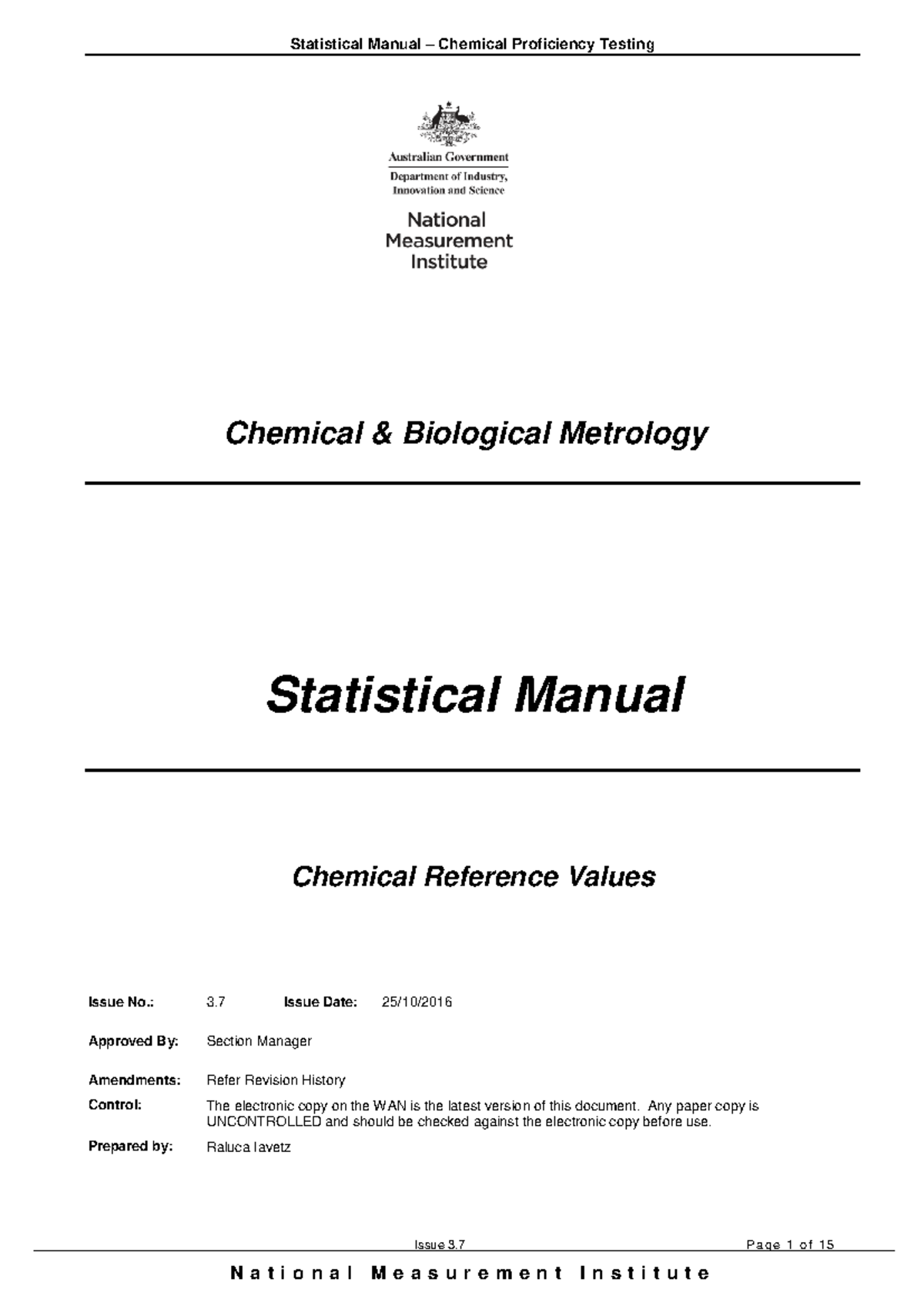 Statistical Manual for Chemical Proficiency Testing (Issue 3.7) - Studocu