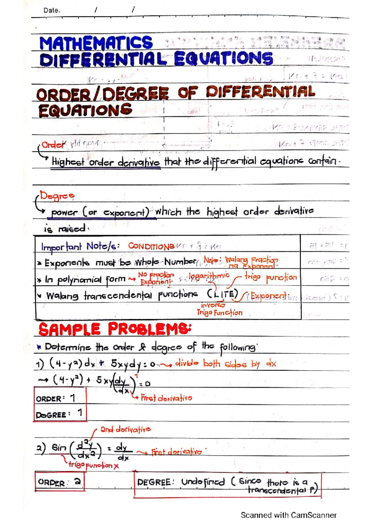 Mathematics - Differential Equations Study Guide (MATHEMATICS 101 ...