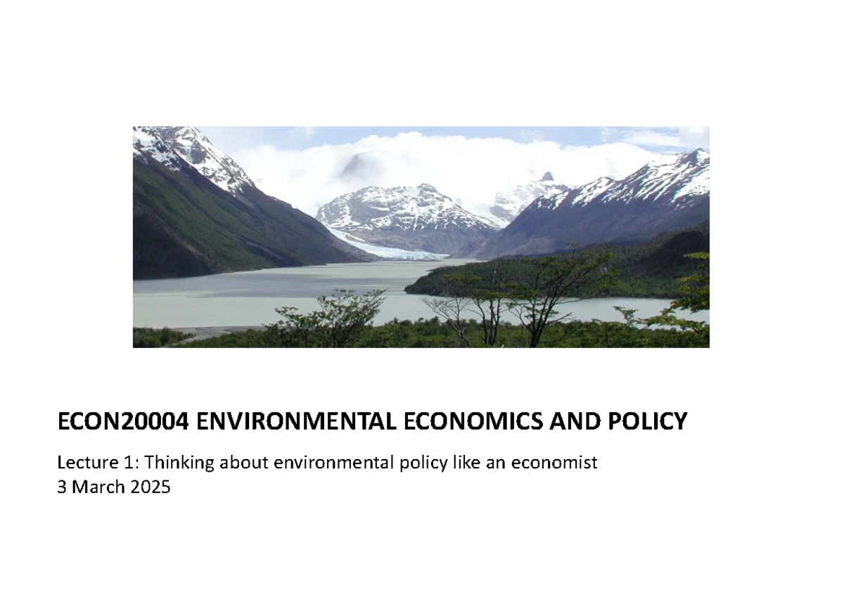 ENVIRONMENTAL ECONOMICS AND POLICY Lecture 01: EVs and Emissions ...