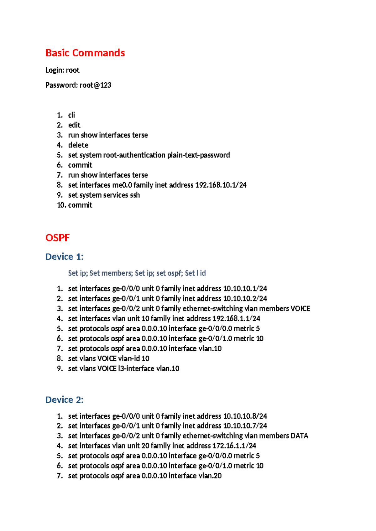 CN2 LAB EVAL 1: Basic CLI Commands and OSPF Configuration - Studocu