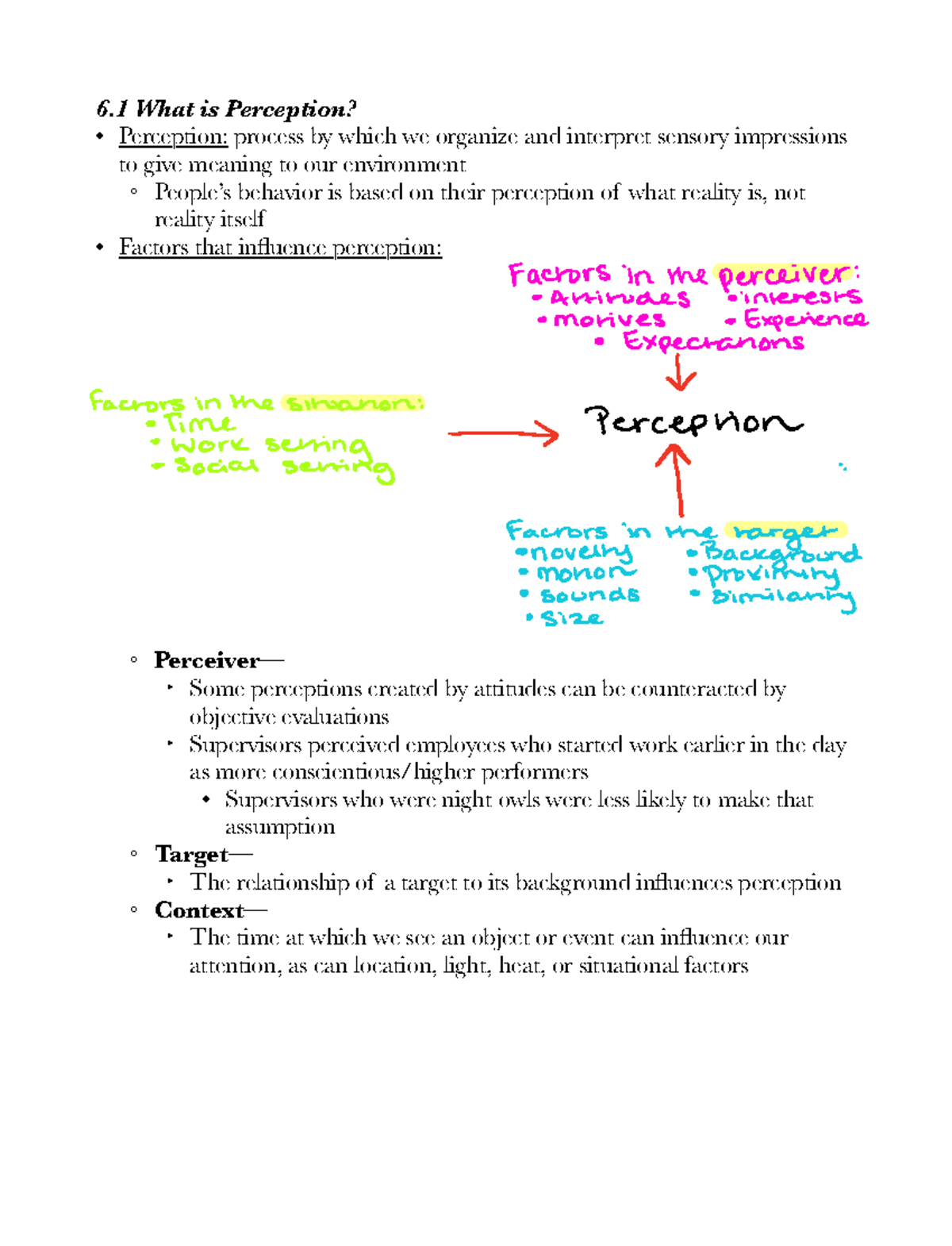 Chapter 6 Summary: Perception and Decision Making Concepts - Studocu
