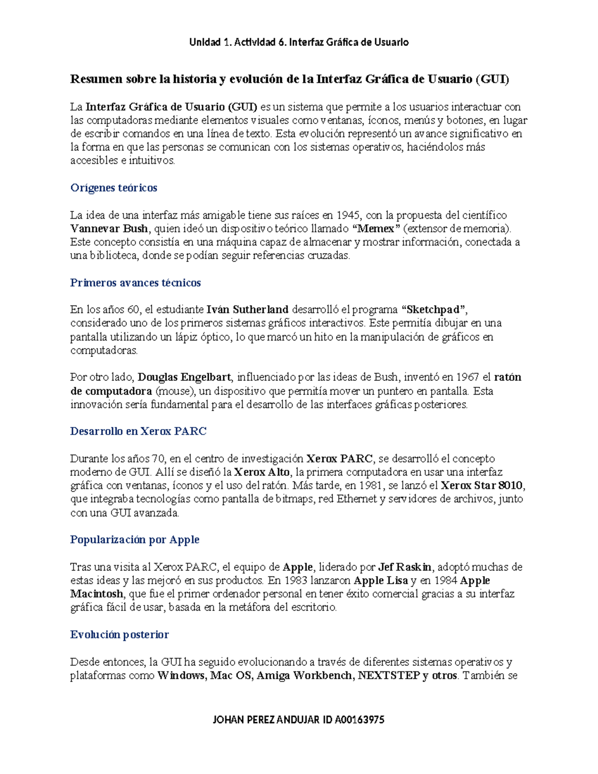 Unidad 1. Actividad 6. Resumen sobre la Evolución de la GUI - Studocu