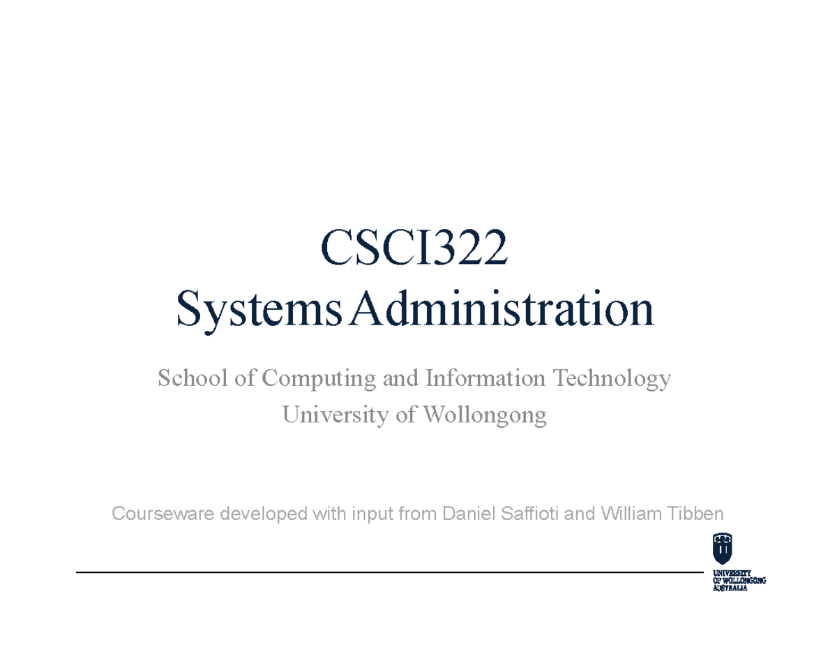 CSCI322 2 - Lecture 2 Notes on Operating Systems & UNIX Systems - Studocu