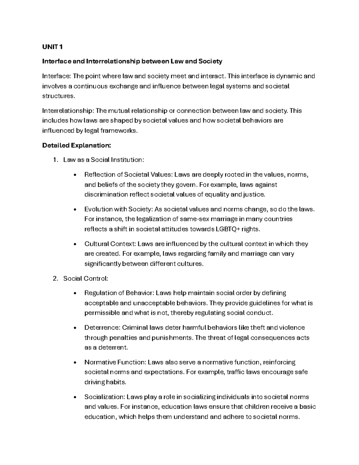 Sociology Quick Notes: UNIT 1 Law & Society Interrelationship and ...