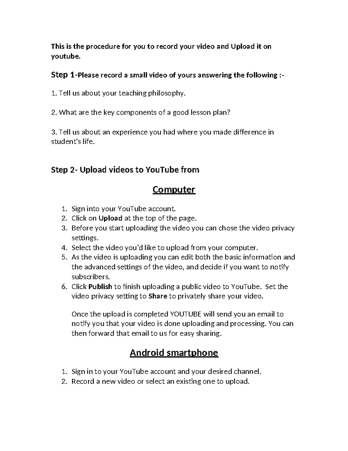 Video Upload Procedure for YouTube - MIL - Studocu