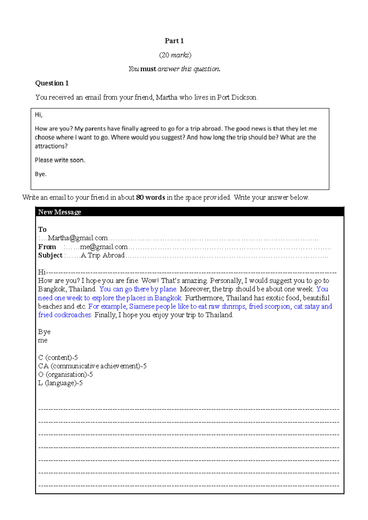AR1 FORM 4: Email Writing & Creative Tasks (20 Marks) - Studocu