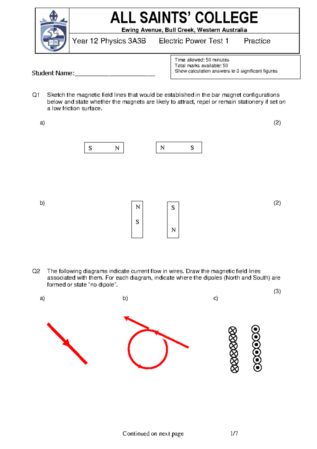 Year 12 Physics 3A3B Electric Power Practice Test - Studocu