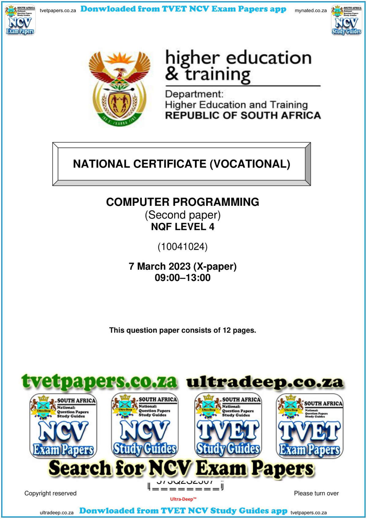 NC540 - Computer Programming L4 P2 Supplementary Exam Paper 2023 - Studocu