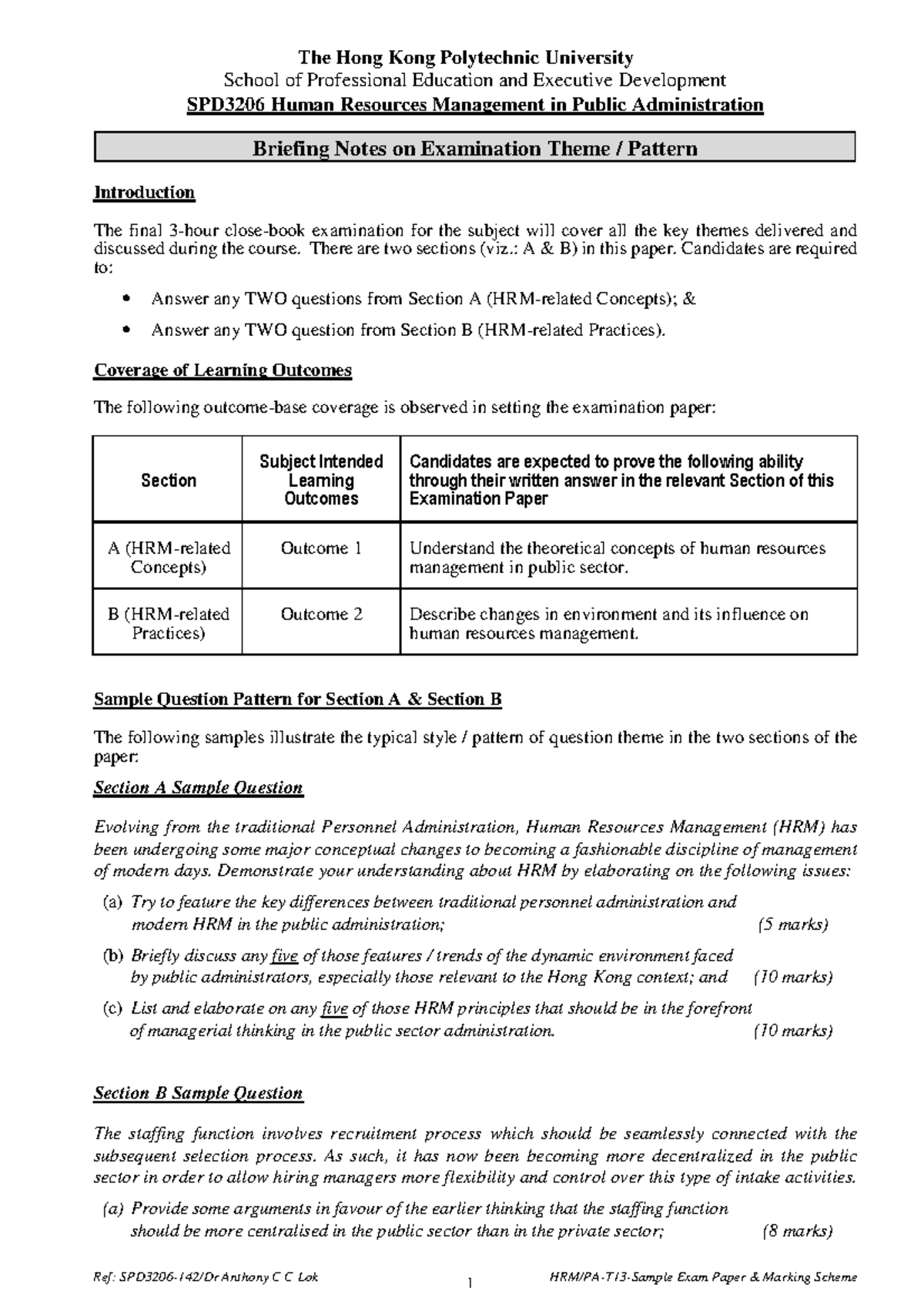 SPD3206-T13 Final Exam Question Pattern & Marking Scheme - Studocu