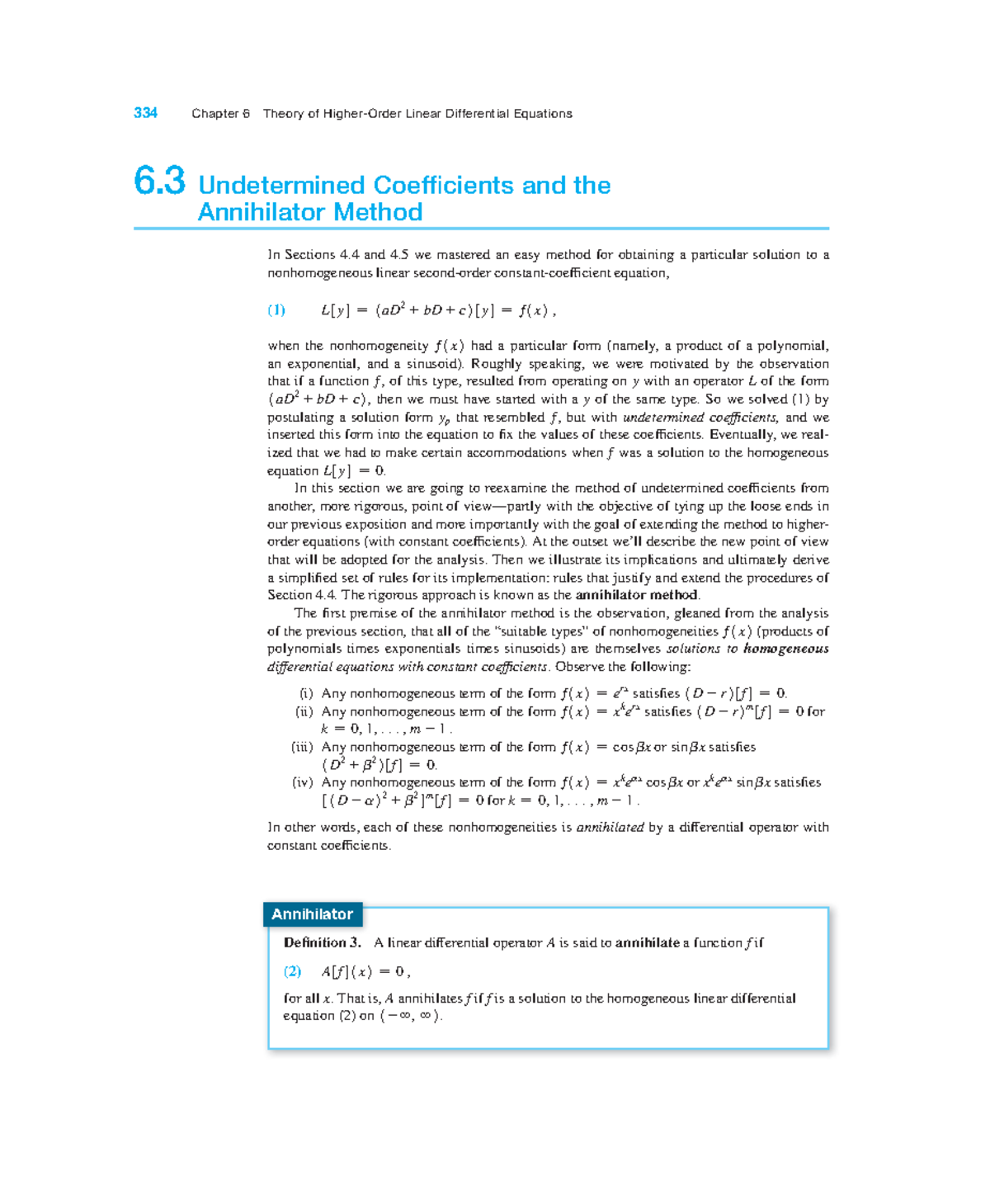 Chapter 6.3 - Annihilator Method & Undetermined Coefficients - Studocu