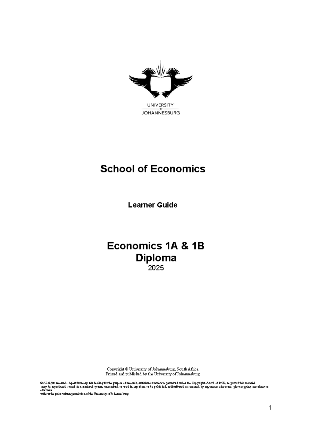 Economics 1a summary learner guide for swc 2025 module studocu