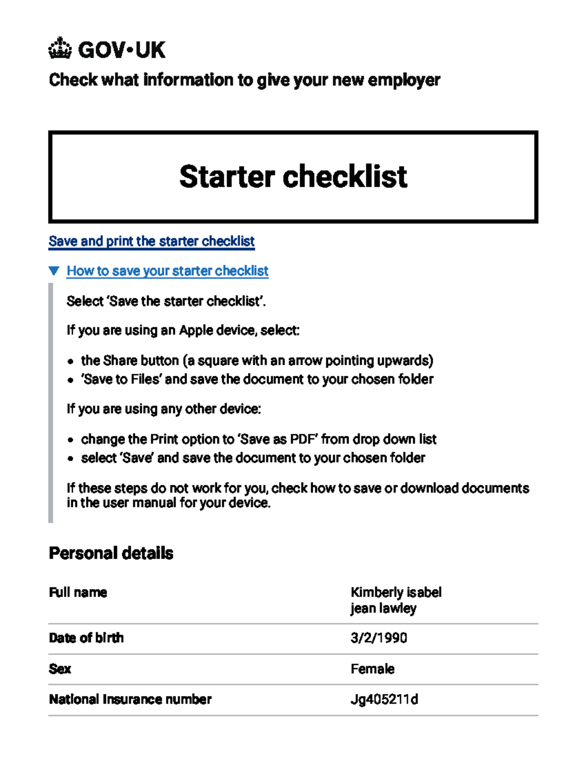 Starter Checklist Guidance for New Employers - Studocu