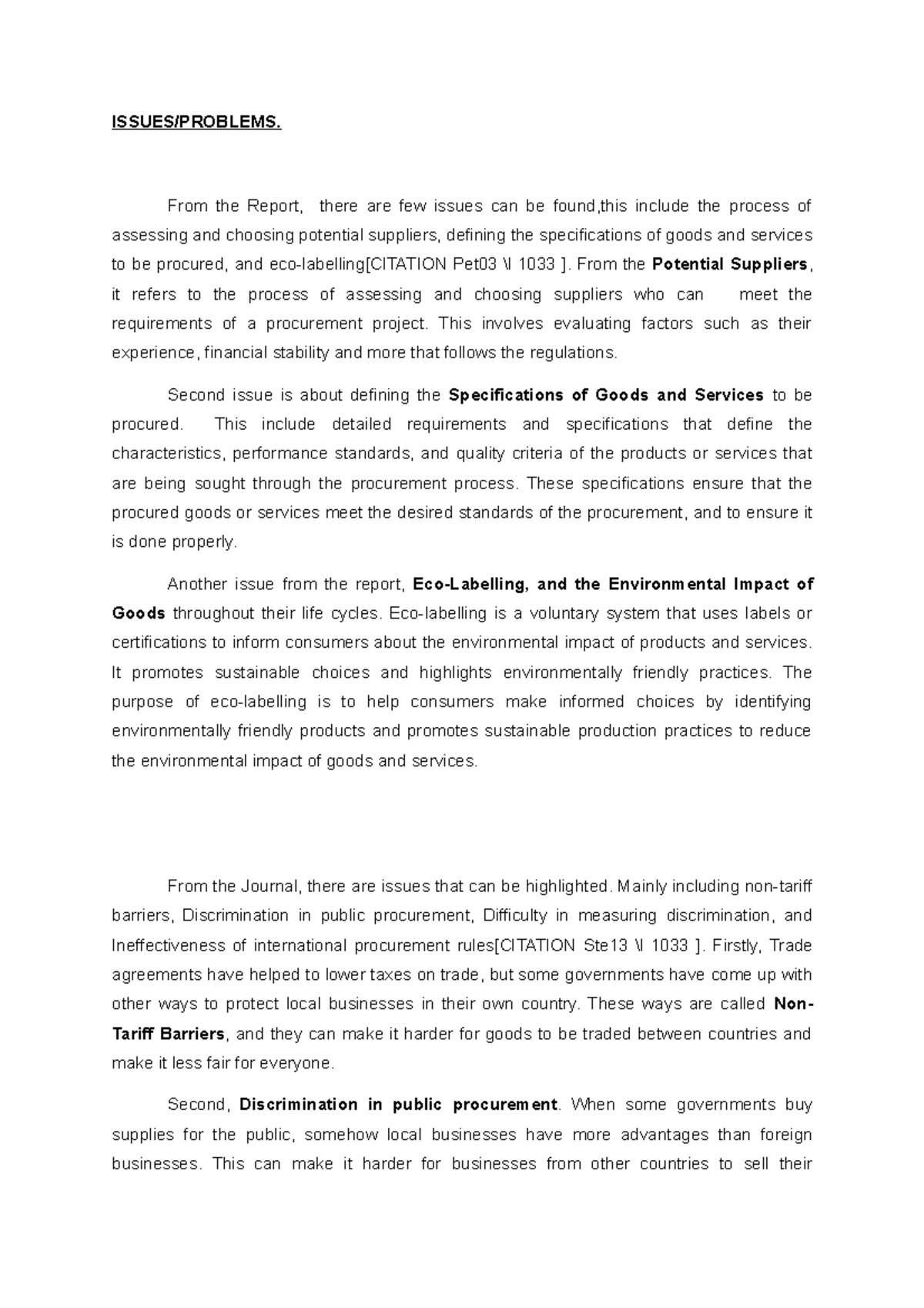 assignmentt pad - ISSUES/PROBLEMS. From the Report, there are few ...