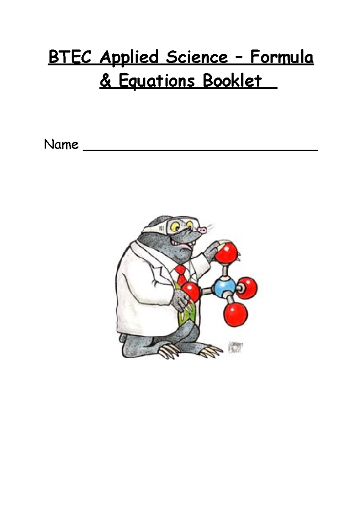 BTEC Applied Science - Formulas & Equations Guide - Studocu