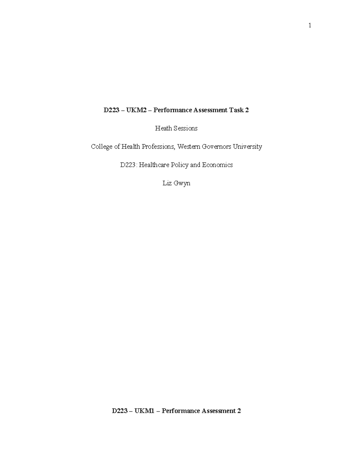 D223: Performance Assessment Task 2 - Federal Healthcare Law Analysis ...