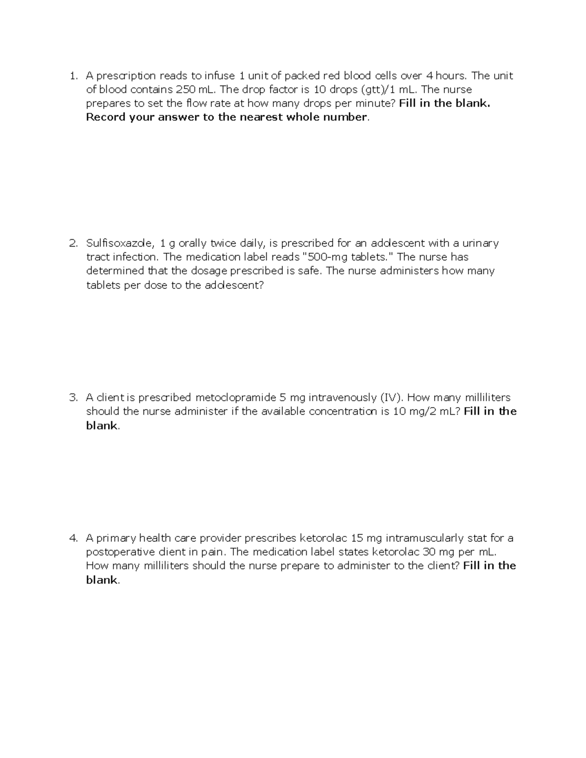 Dosage Calculation Practice for Pharm 101 Final Exam - Studocu