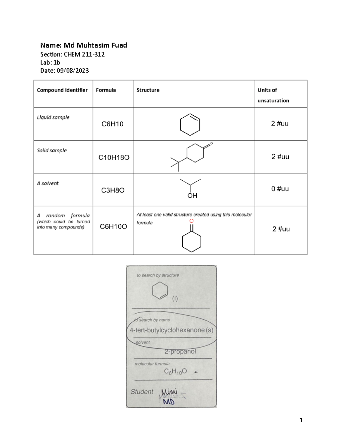 TEST FOR ORGANIC COMPOUNDS LAB REPORT visual data 3