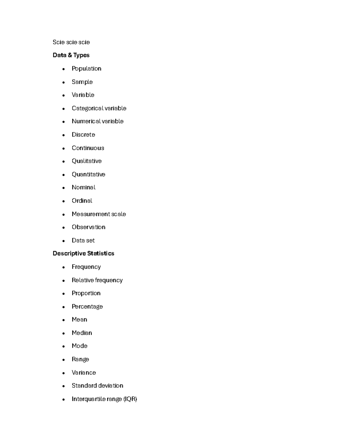 Statistics Overview: Data Types, Descriptive & Inferential Stats - Studocu