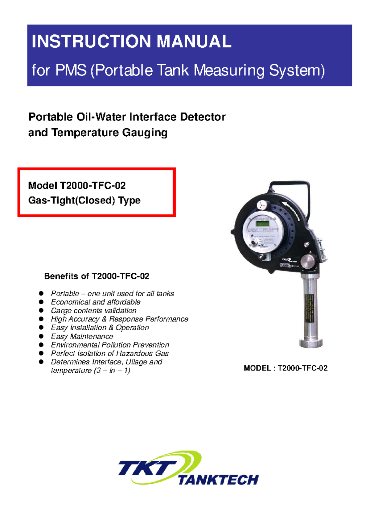 PMS Portable Tank Measuring System Instruction Manual - Studocu