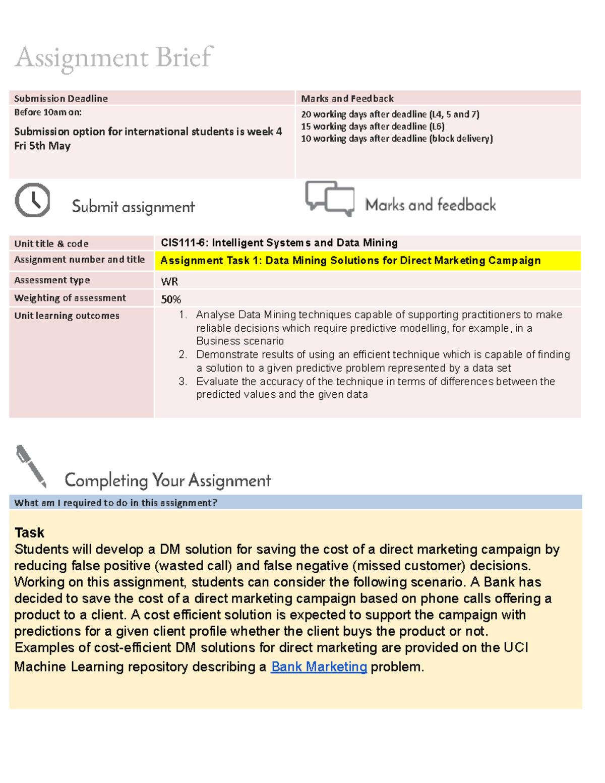 CIS111-6 Assignment Task 1 & 2: Data Mining for Marketing Solutions ...