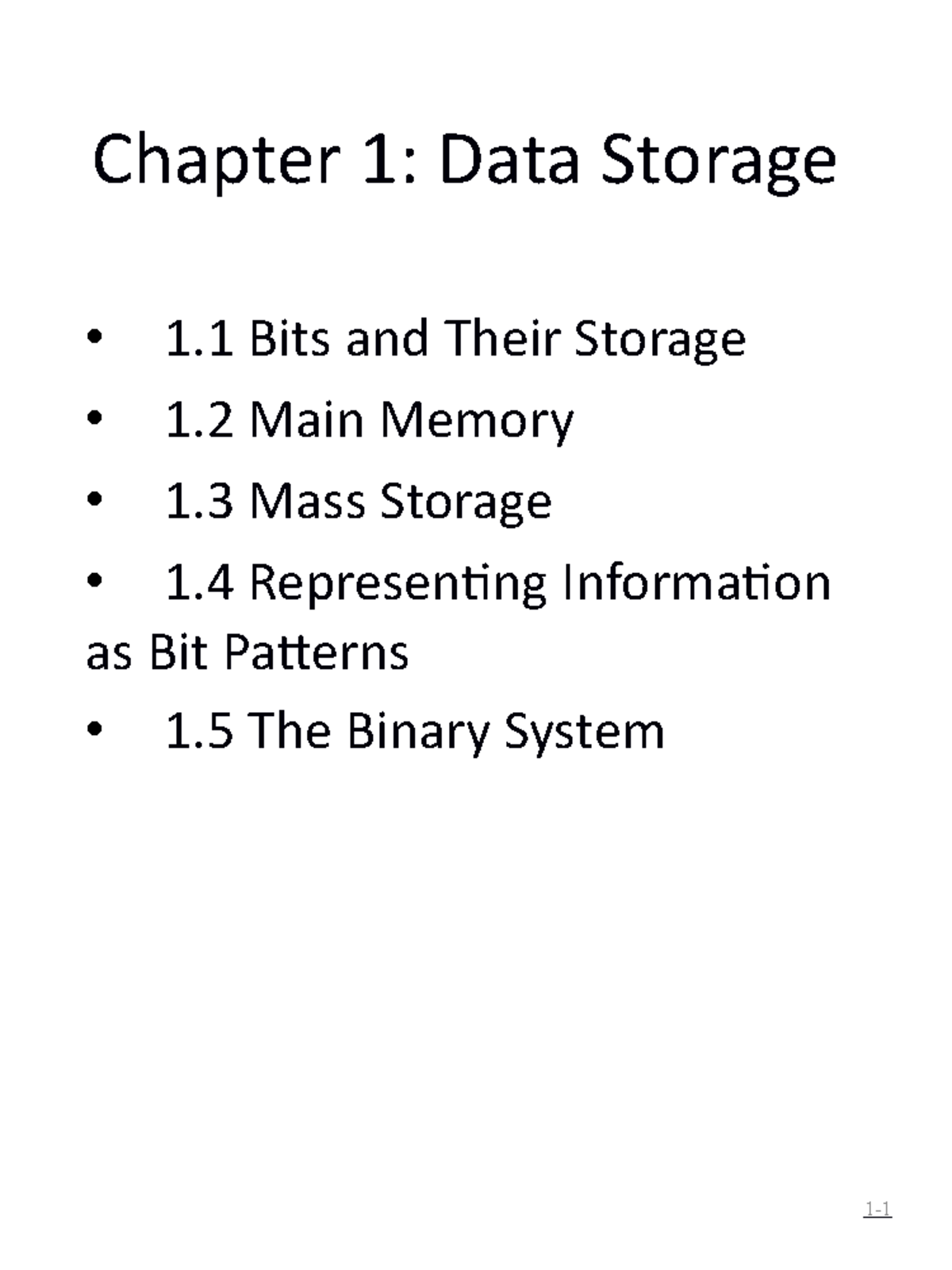 CS101 - Chapter 1: Data Storage Lecture Notes Compilation - Studocu