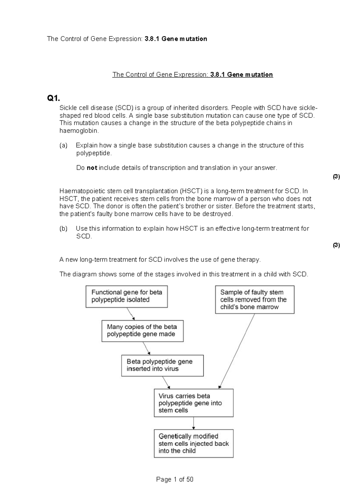 Unit 8.1 Gene Mutation - Summary of Sickle Cell Disease and Treatments ...