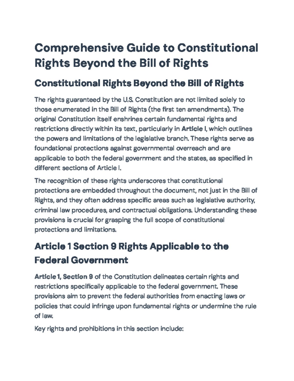 Constitutional Rights Overview: Beyond the Bill of Rights - Studocu