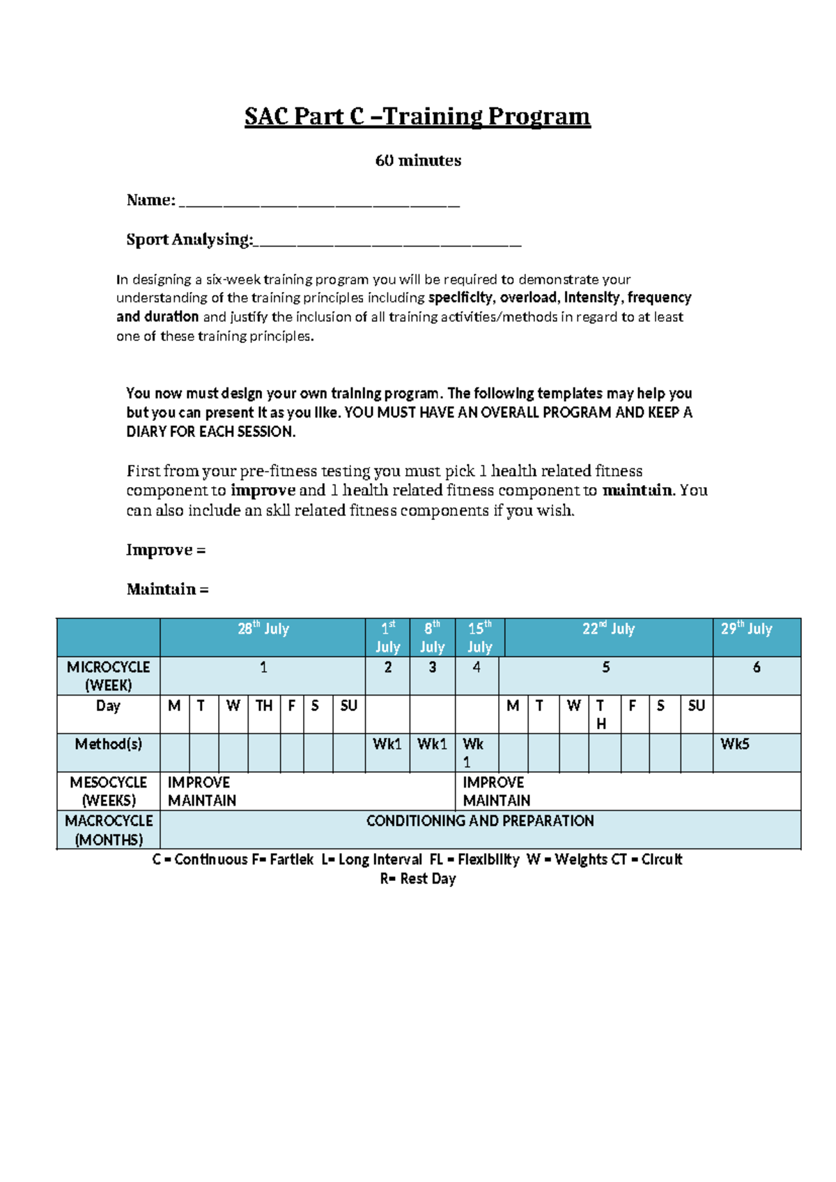 SAC Part C Training Program: 60-Minute Design & Diary - Studocu