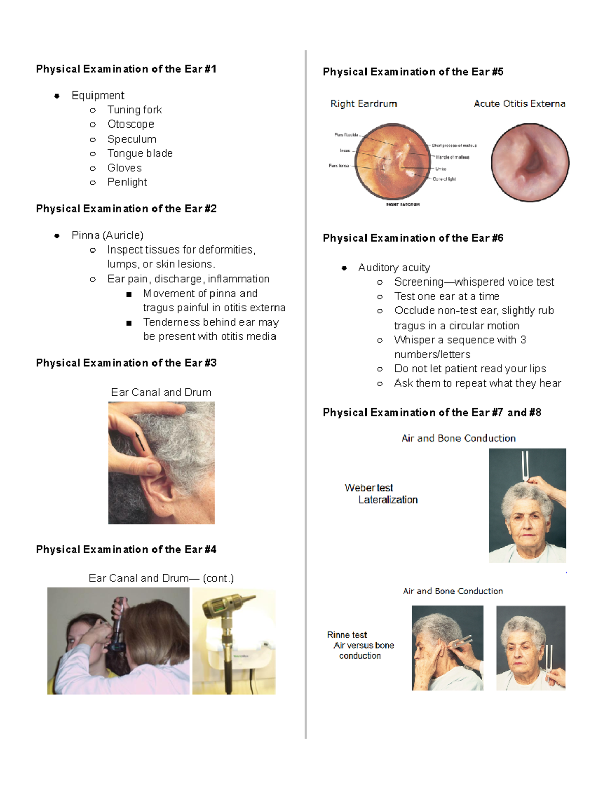 ENMT 2nd Part: Physical Examination of Ear, Nose & Throat - Studocu