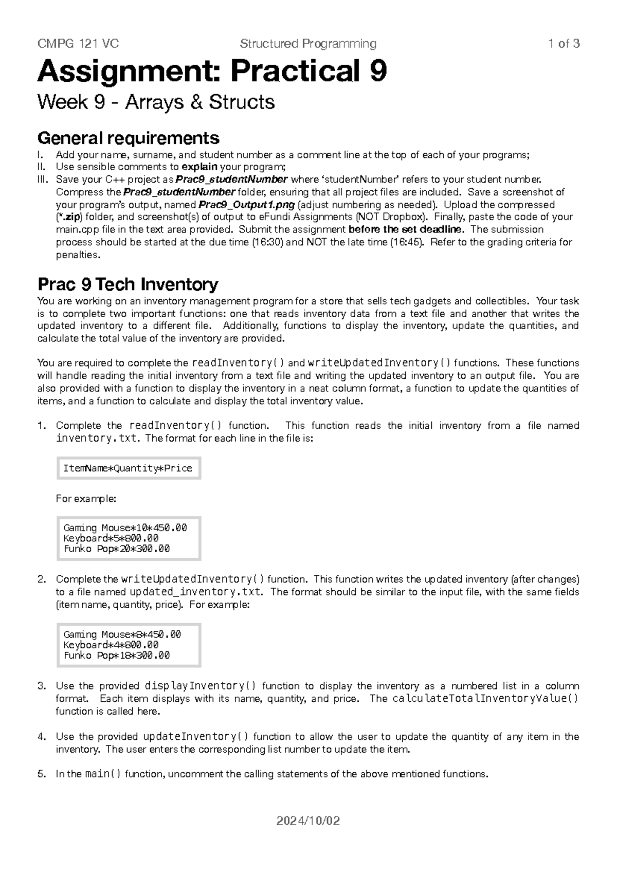 CMPG121 Week 9 Practical 9 - Arrays & Structs Inventory Management ...
