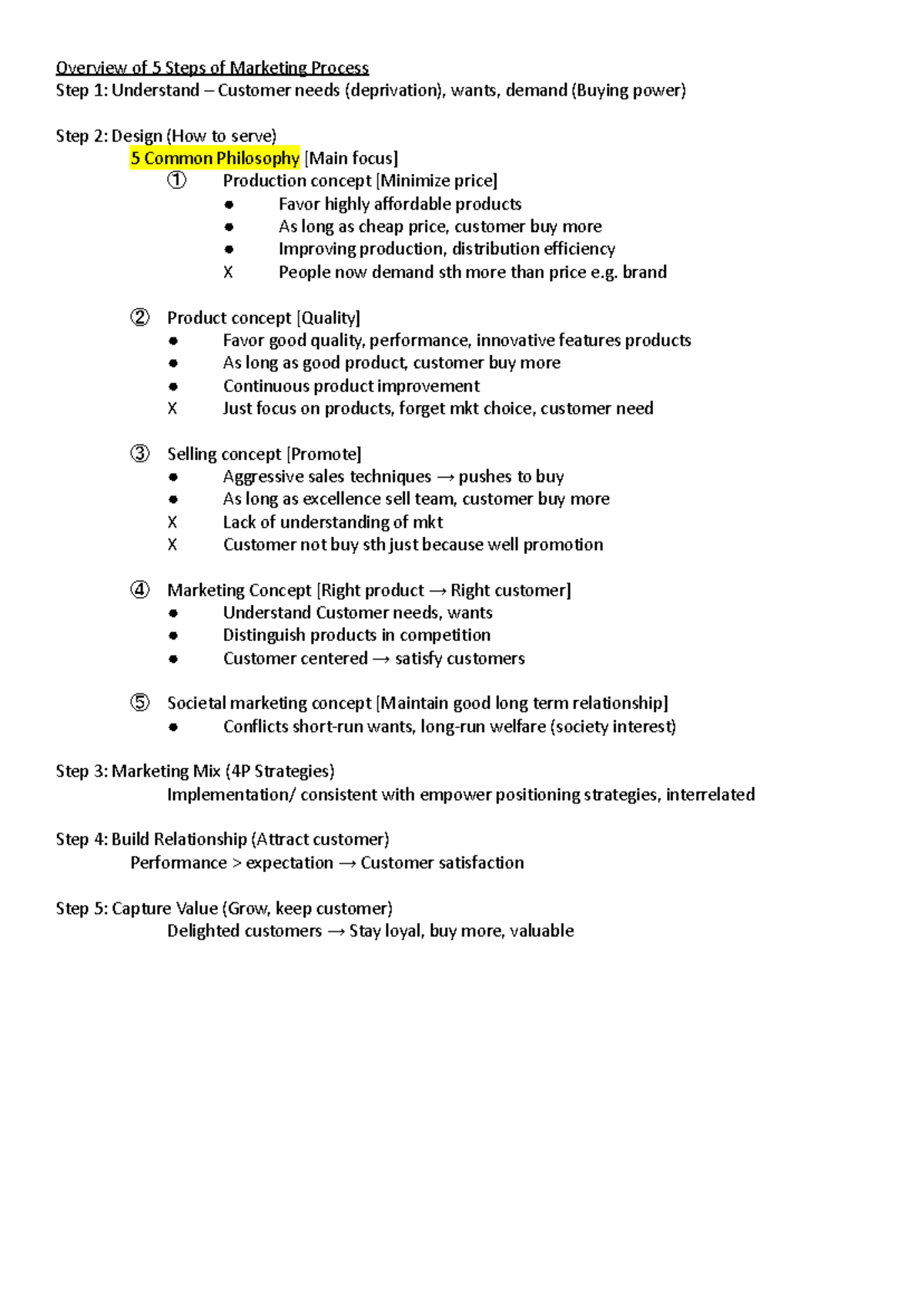 MKT 101: Comprehensive Overview of the Marketing Process Steps - Studocu