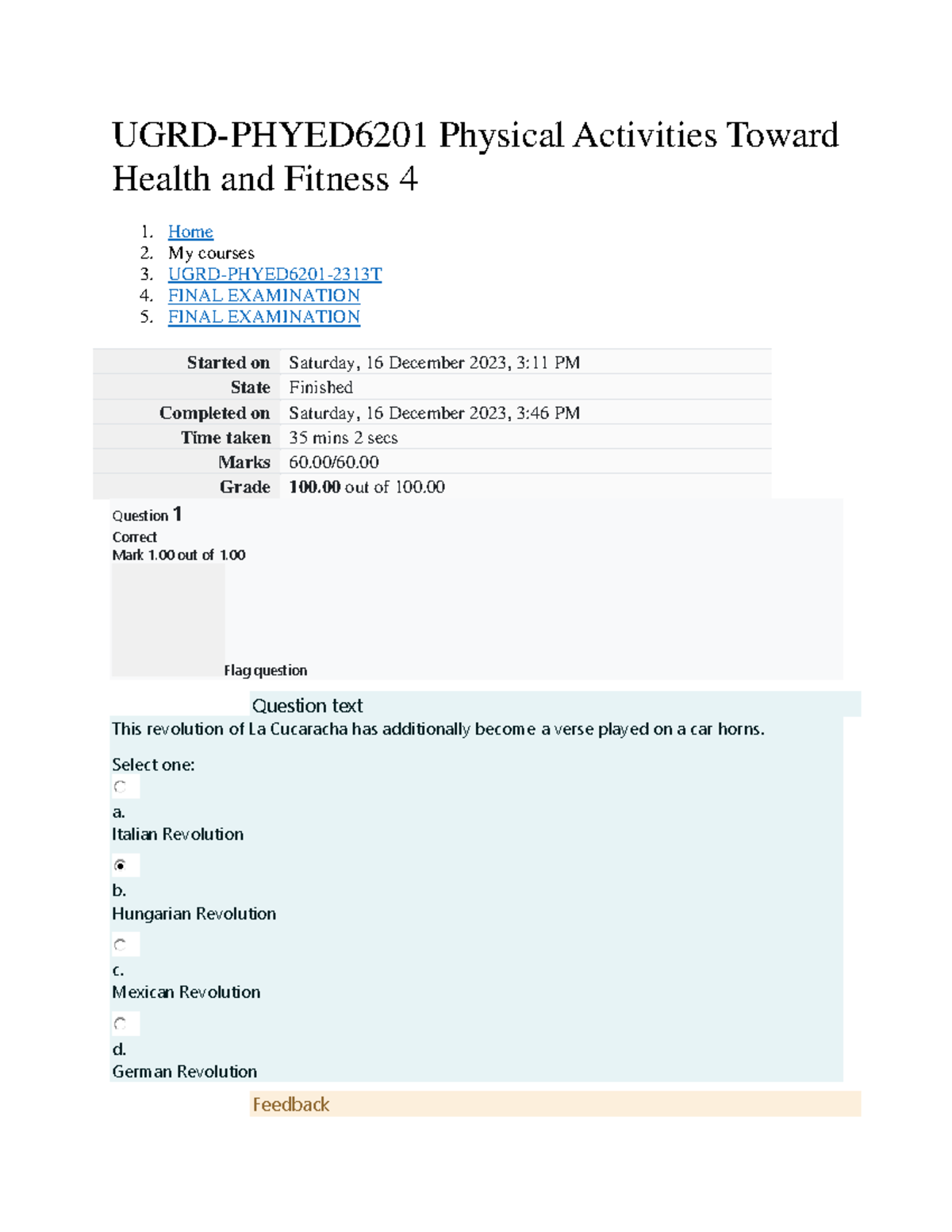 Physical Activities Toward Health and Fitness 4 - Final Exam Review ...