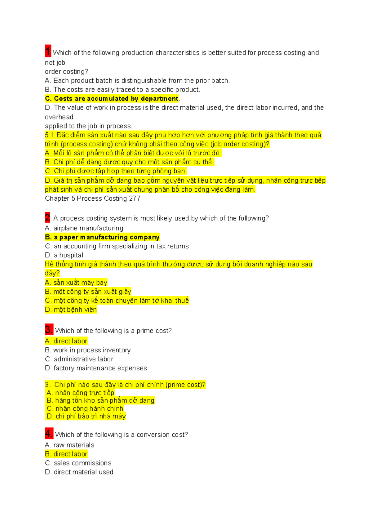 Chapter 5 Process Costing: Key Concepts and Characteristics - Studocu
