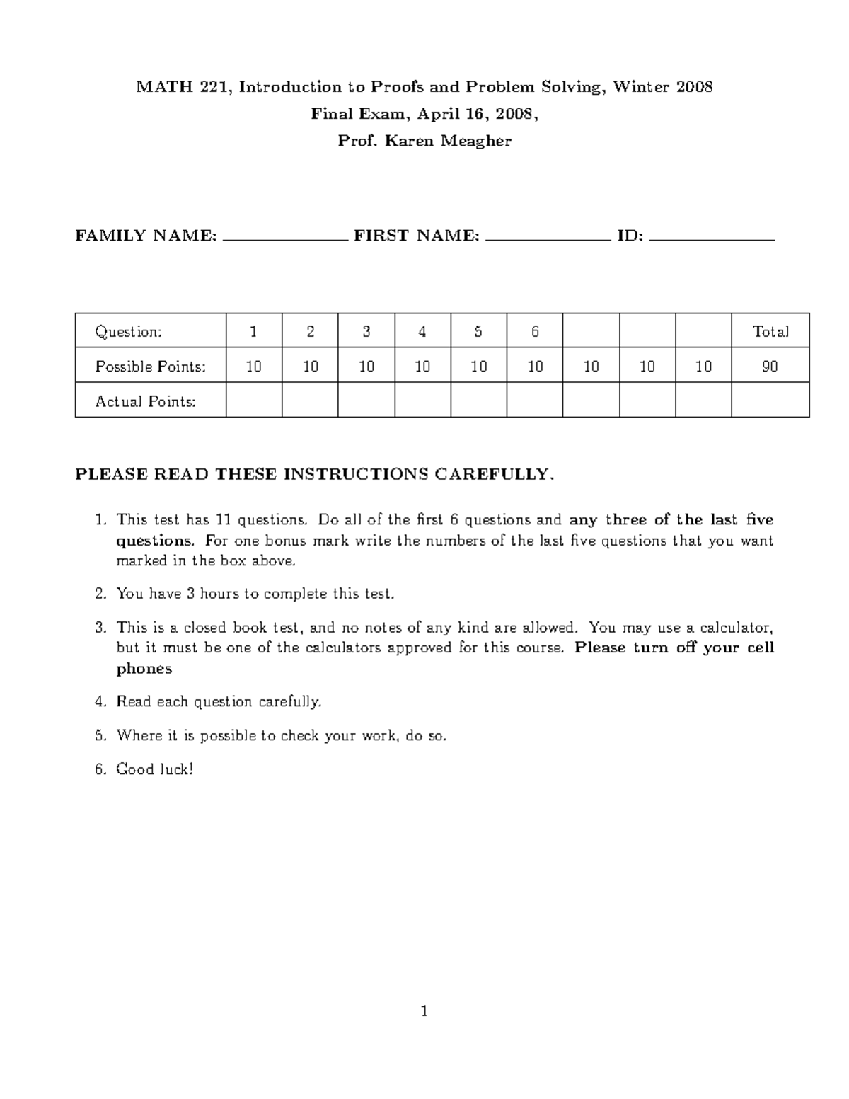 MATH 221 Final Exam: Introduction to Proofs & Problem Solving, Winter ...