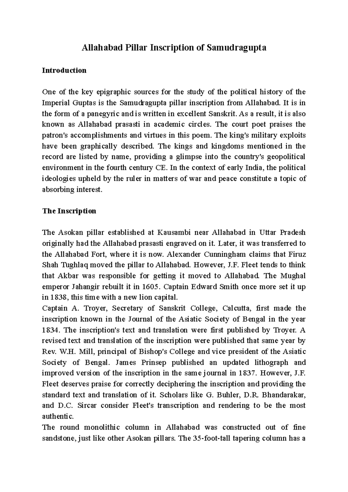 The Allahabad Prasasti of Samudragupta: Insights into Gupta Empire ...