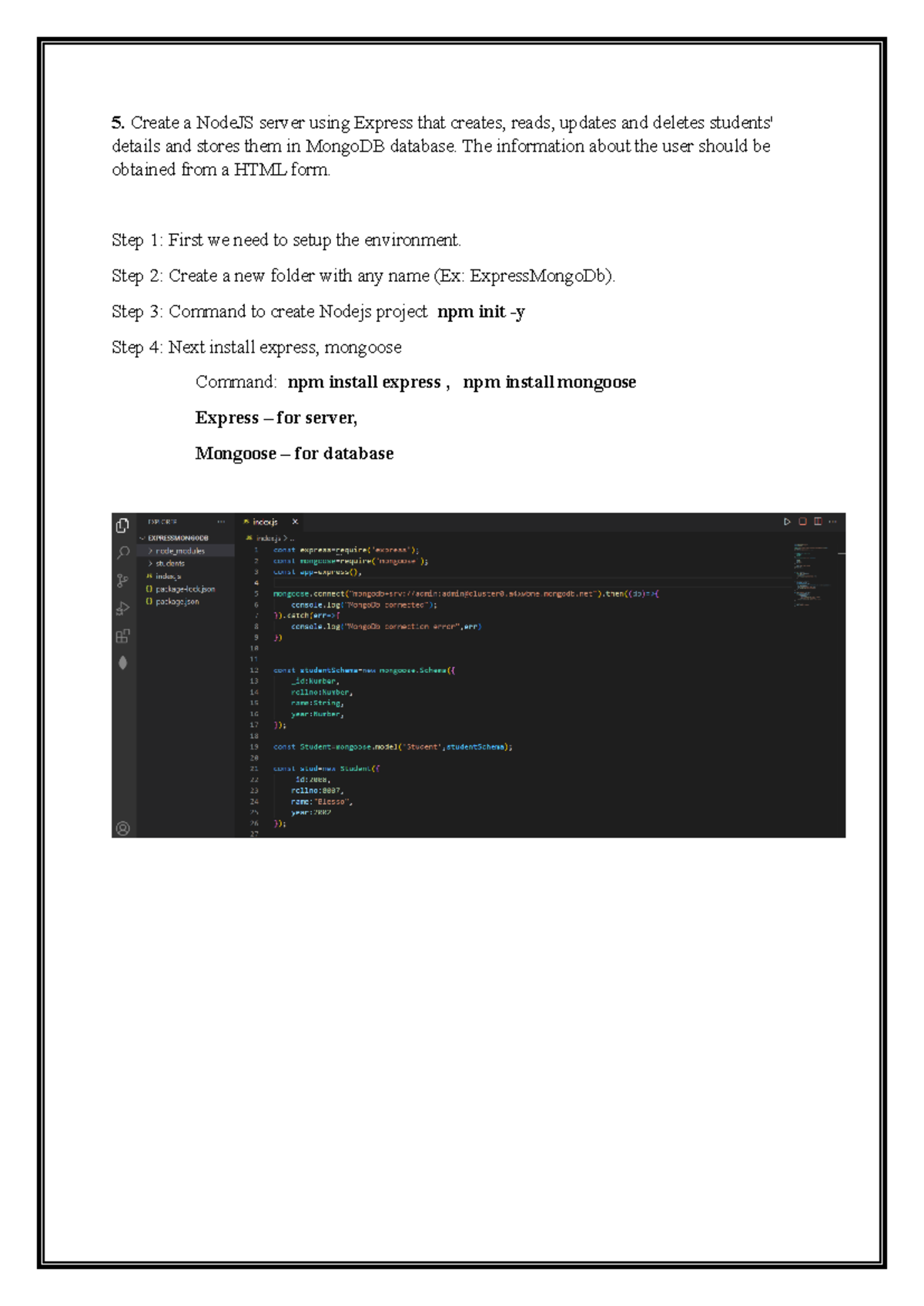 NodeJS Server Setup with Express and MongoDB CRUD Operations - Studocu