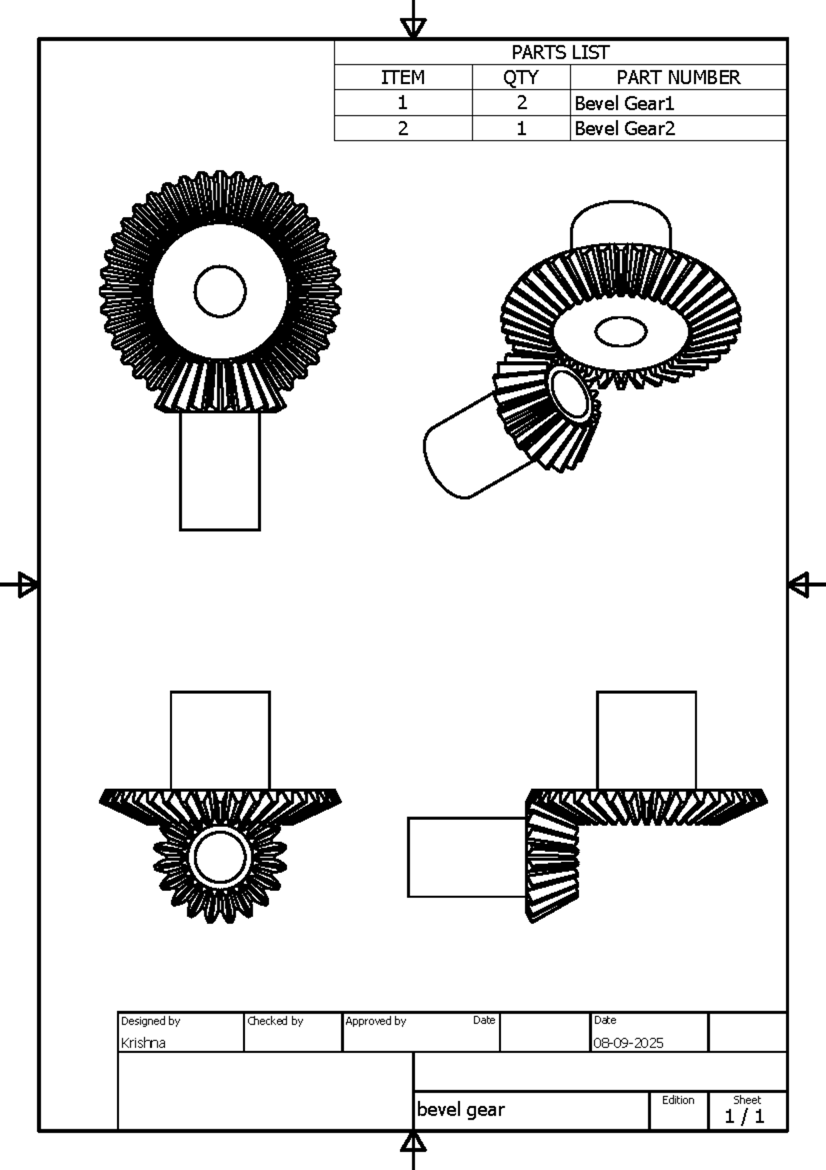 Bevel gear - technical arts 2 - PARTS LIST ITEM QTY PART NUMBER 1 2 ...