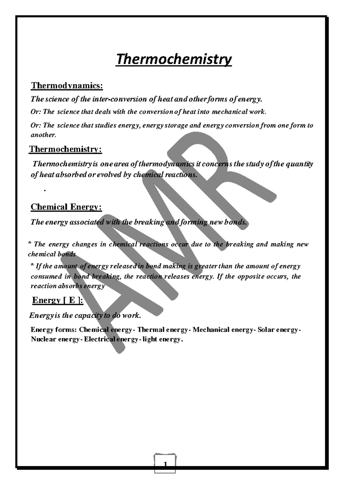 Thermochemistry: Key Concepts and Energy Types in Chapter 6 (Chem 101 ...
