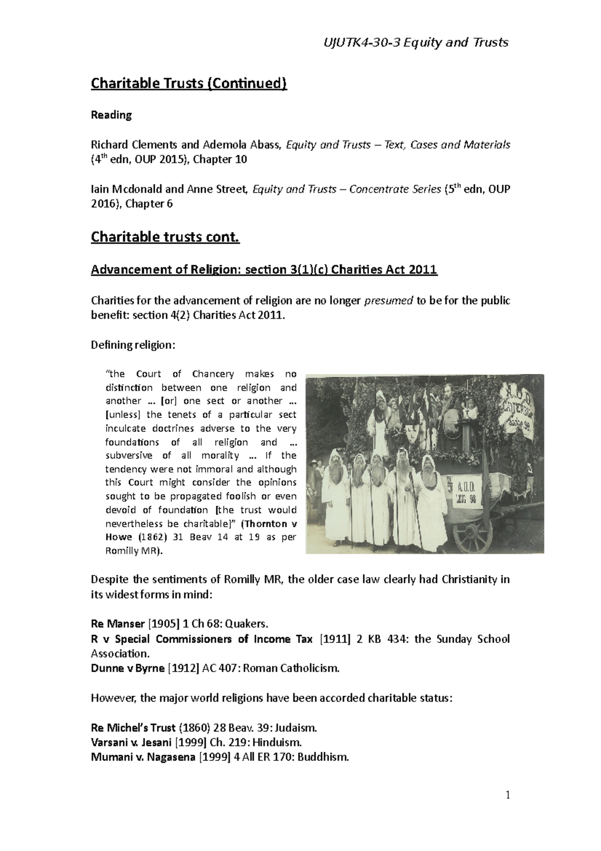 Charitable Trusts: Key Concepts and Legal Framework 2017-18 - Studocu