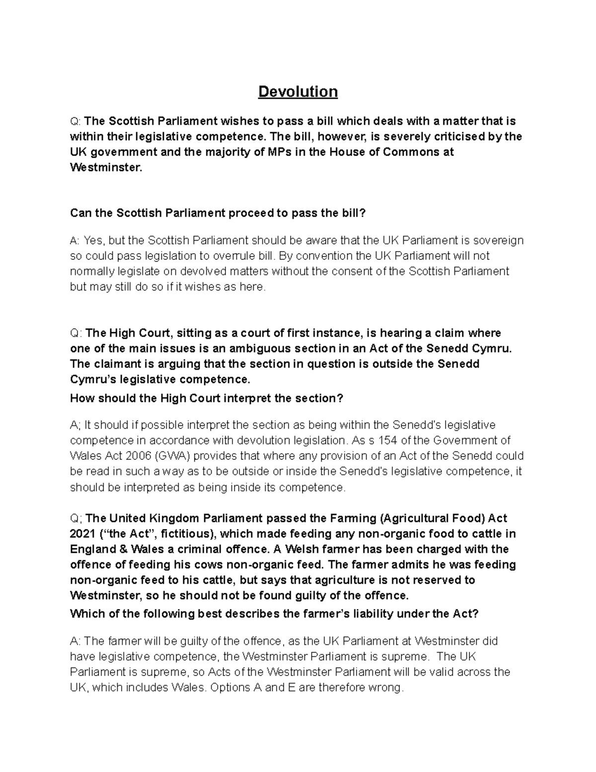 Devolution and Legislative Competence in the UK: Key Q&A (Law 101 ...
