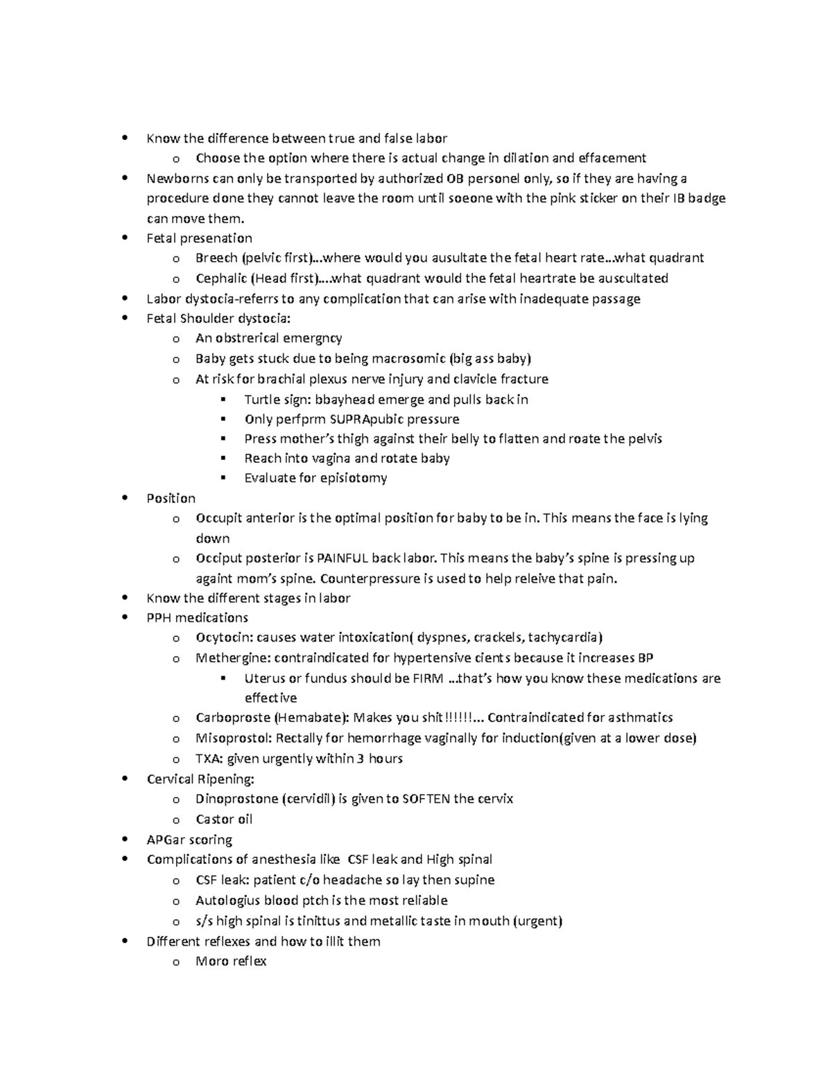 OB PAL Tutoring Notes: Week 2 Overview and Key Concepts - Studocu