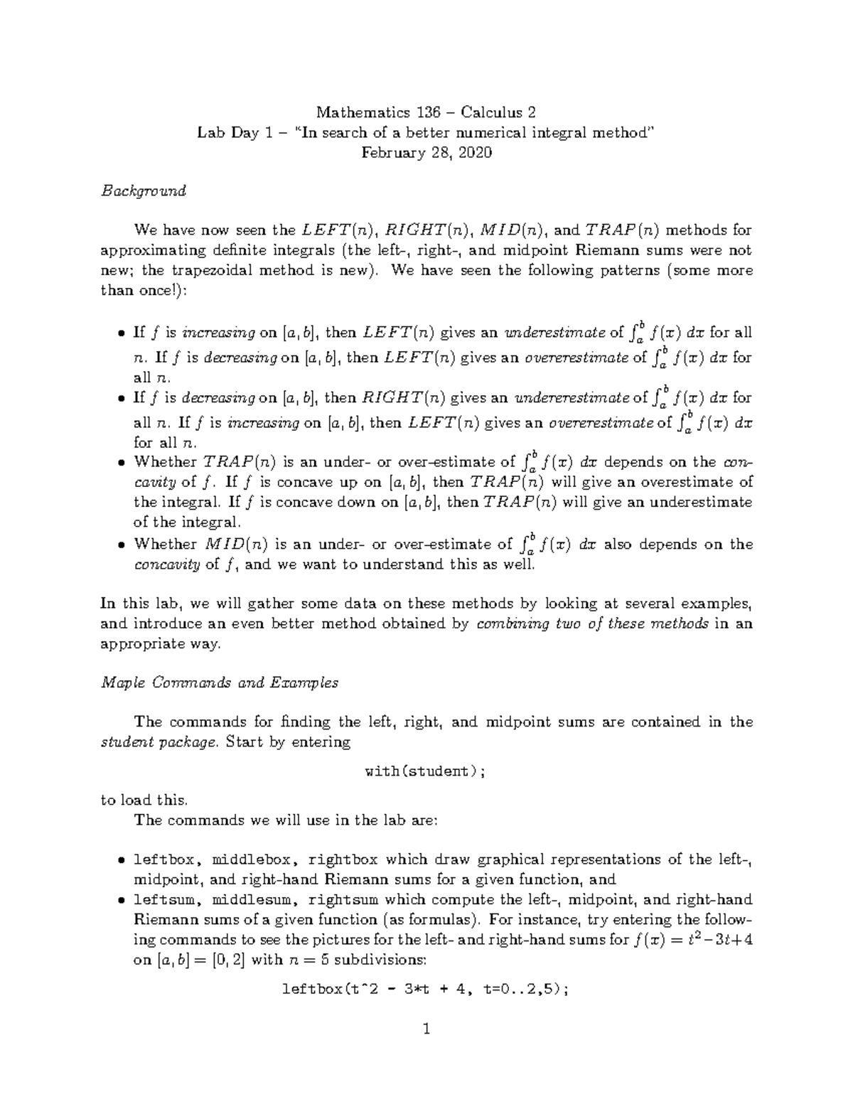 136Lab1 - math 136 precalculus practice exam - Mathematics 136 ...