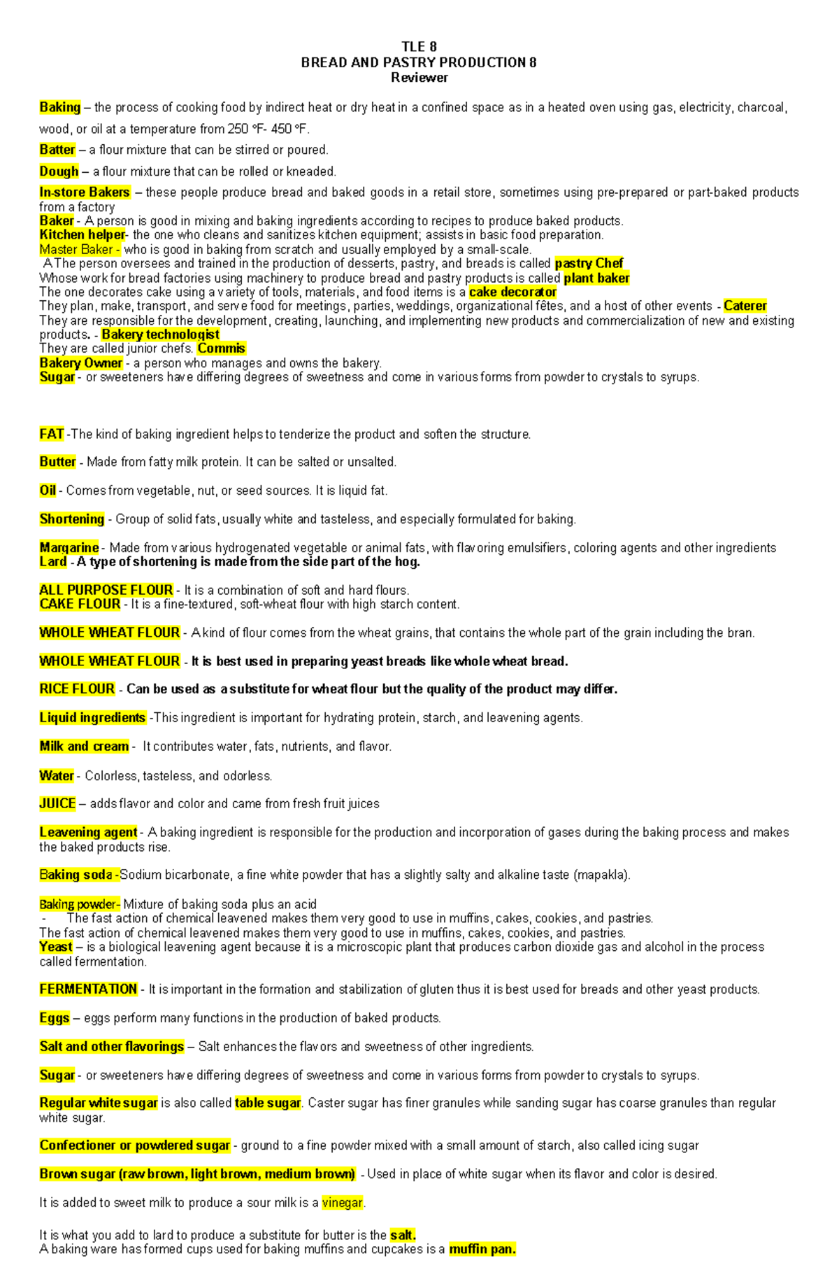 LAS-BPP-Reviewer: Comprehensive Guide to Bread and Pastry Production ...