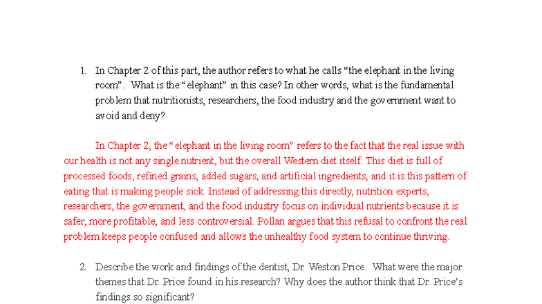 In Defense of Food: Key Insights from Chapter 2 & 3 Analysis - Studocu